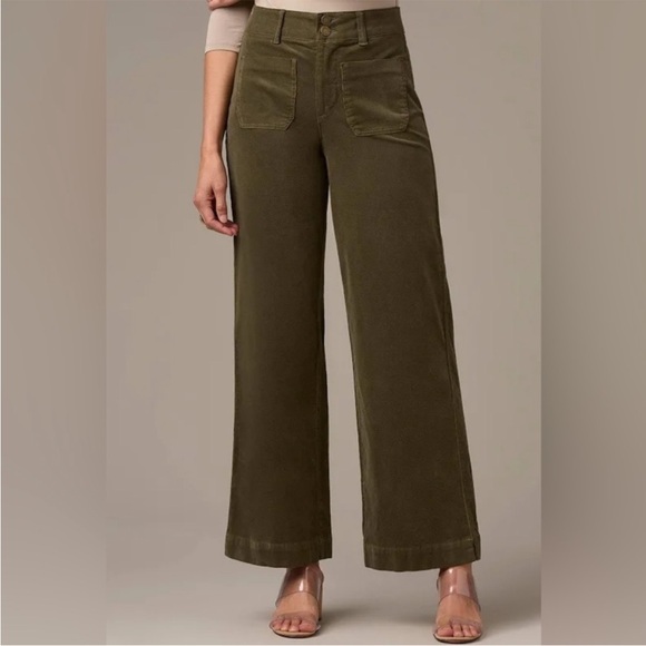 Wit & Wisdom Pants - Wit & Wisdom Emma Patch Pocket High Waist Wide Leg Corduroy Pants Green Sz 24W
